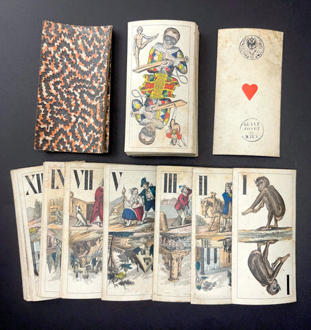 c.1870  Austrian Monkey Tarot by Josef Glanz