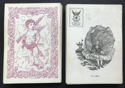 c.1864 American Playing Cards Civil War Era M. Nelson New York 46/52 Love Scenes